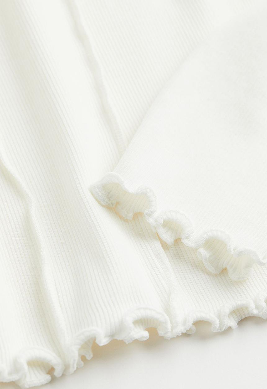 H&M - Long-sleeved ribbed top - natural white