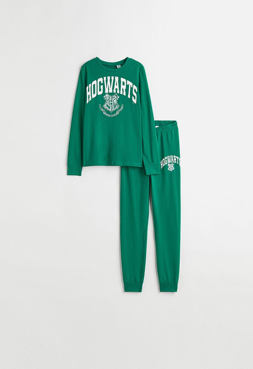 H&M - Printed cotton jersey pyjamas - green/harry potter