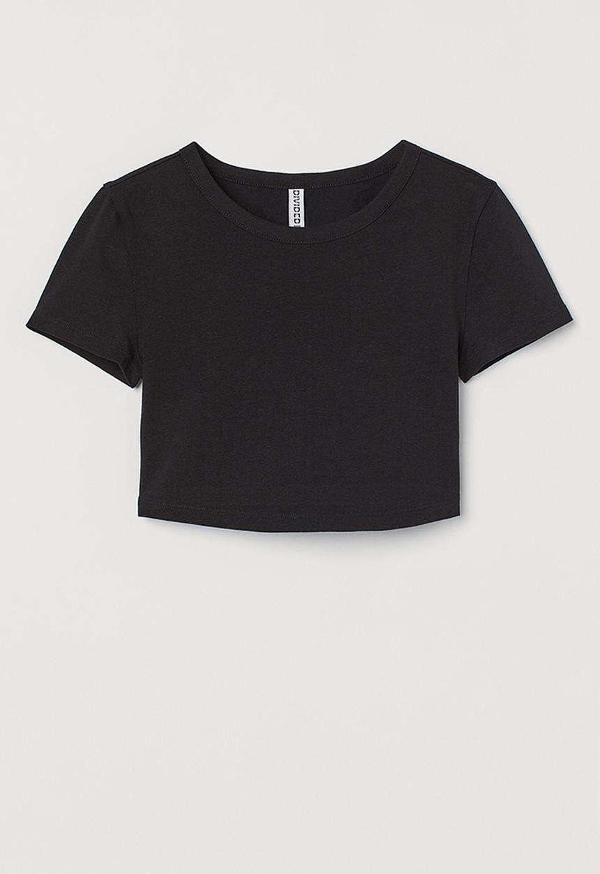 H&M - Cotton cropped top - black