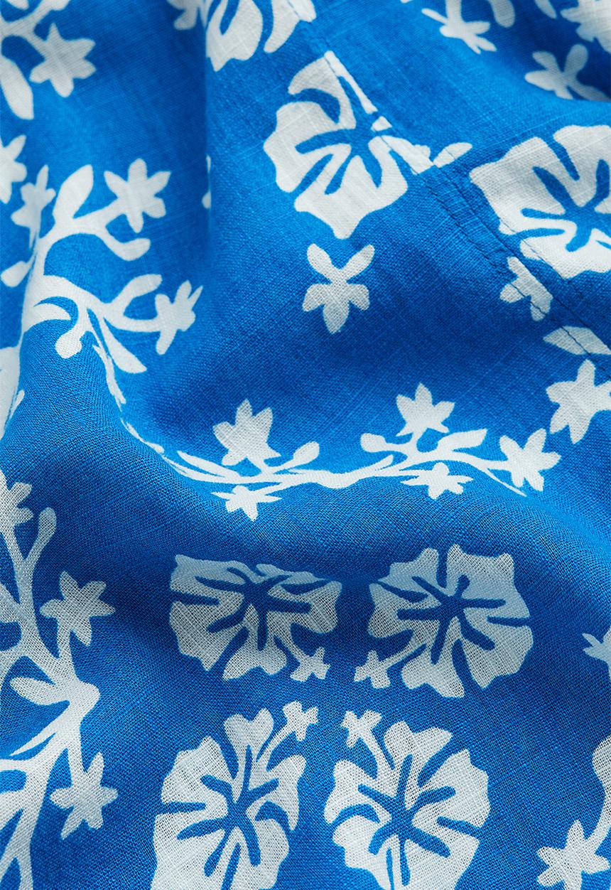 H&M - V-neck linen-blend dress - blue/multi