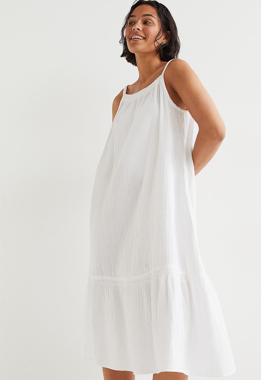 H&M - Double-weave cotton dress - white