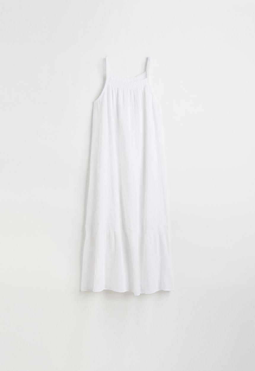 H&M - Double-weave cotton dress - white