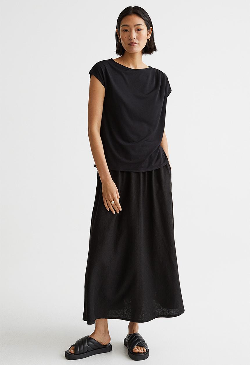 H&M - Draped jersey top - black
