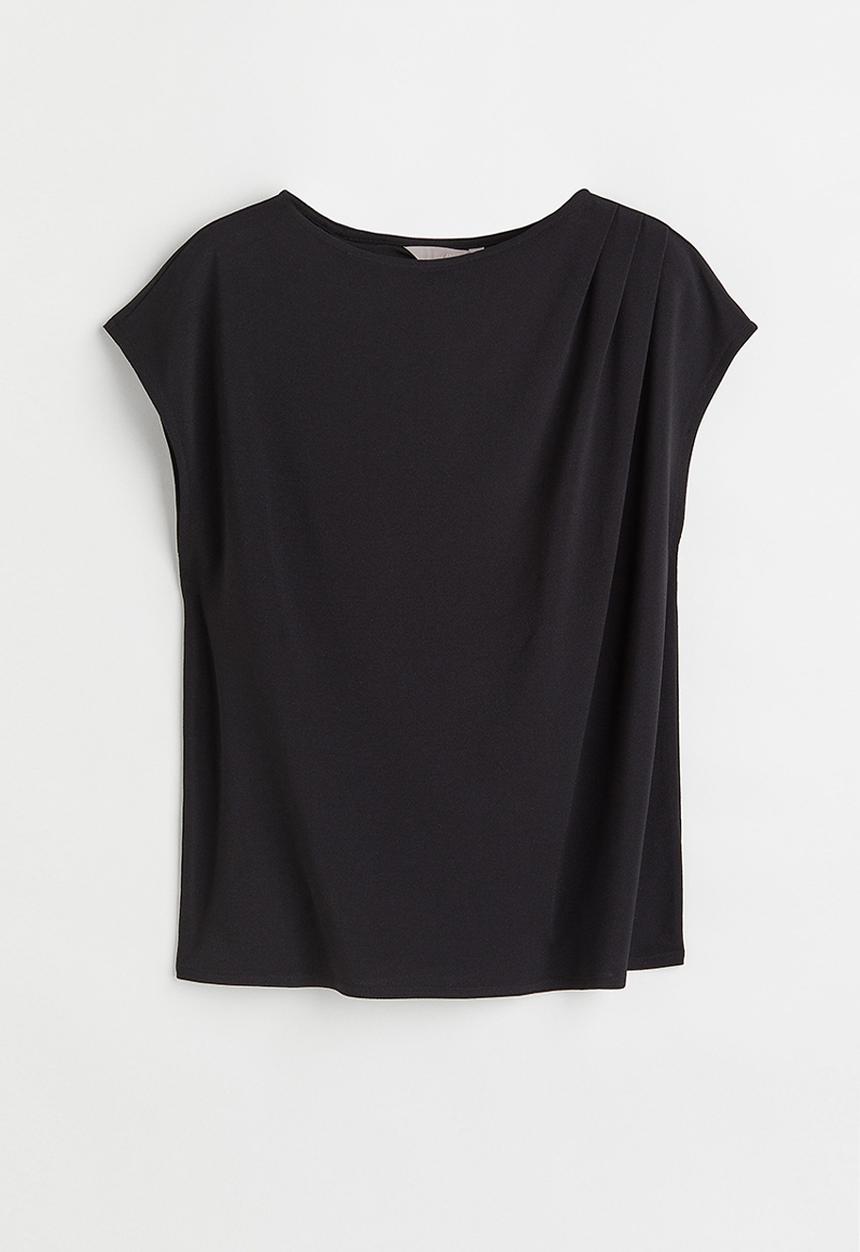 H&M - Draped jersey top - black