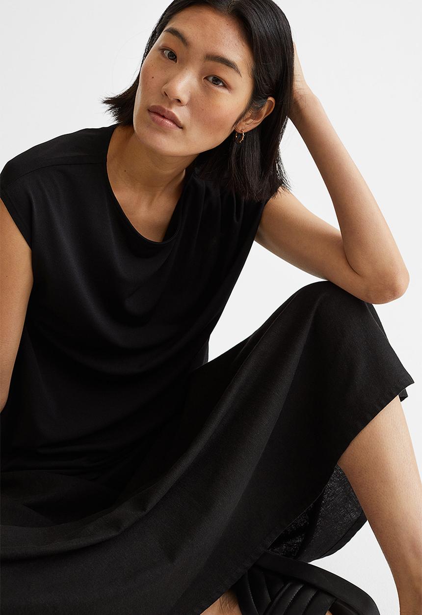 H&M - Draped jersey top - black