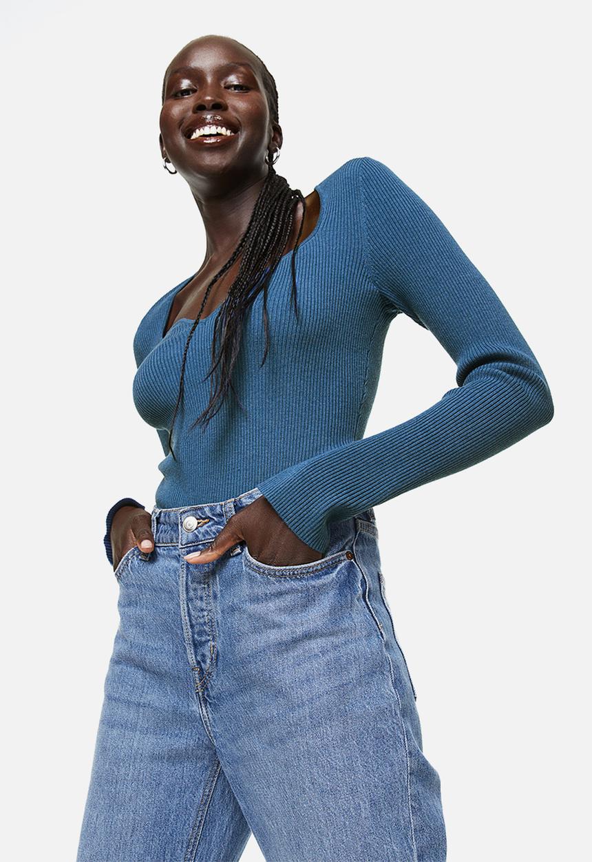 H&M - Rib-knit top - blue