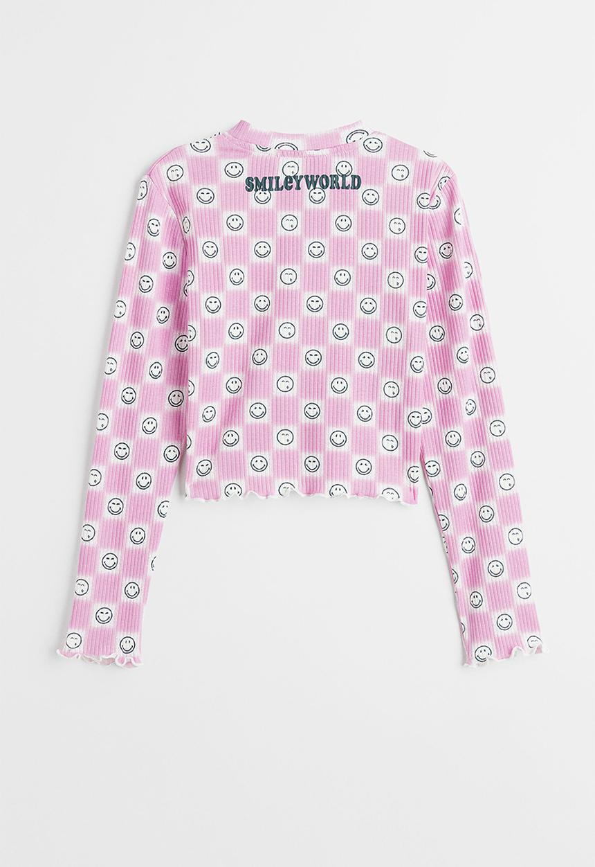 H&M - Printed jersey top - light purple/smileyworld®
