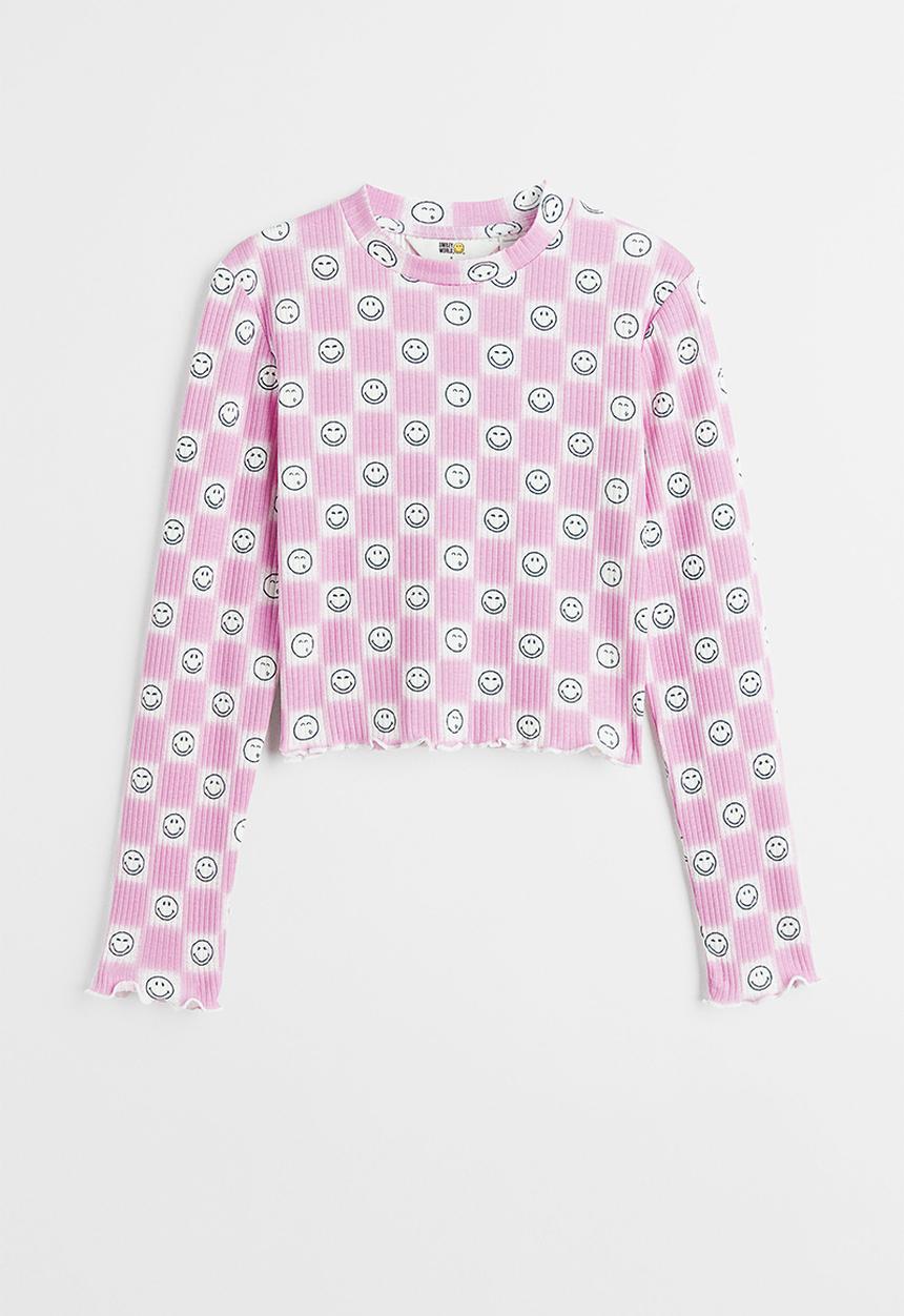 H&M - Printed jersey top - light purple/smileyworld®