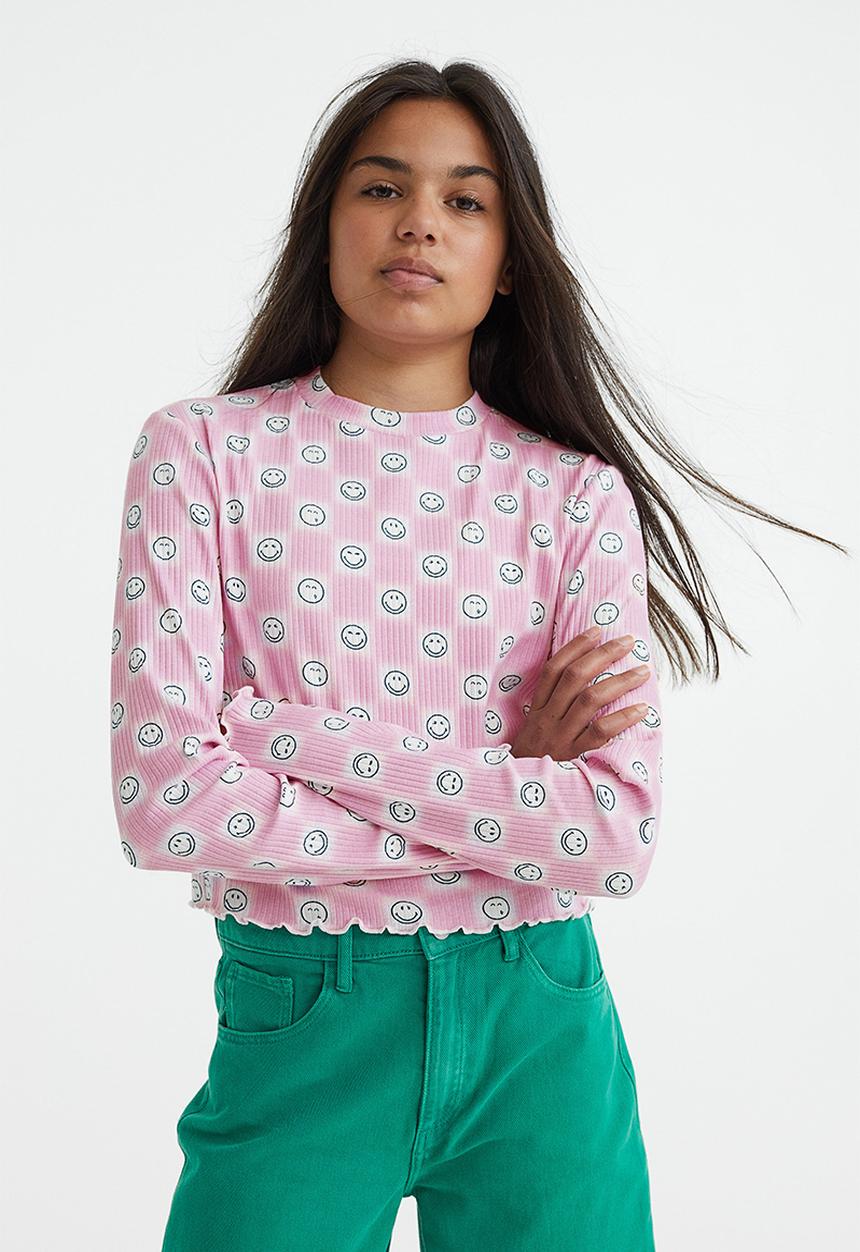 H&M - Printed jersey top - light purple/smileyworld®