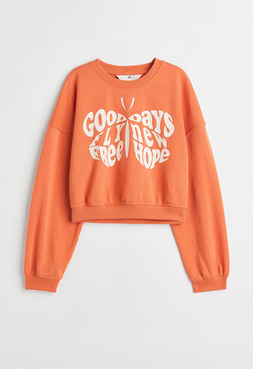 H&M - Oversized sweatshirt - orange/butterfly