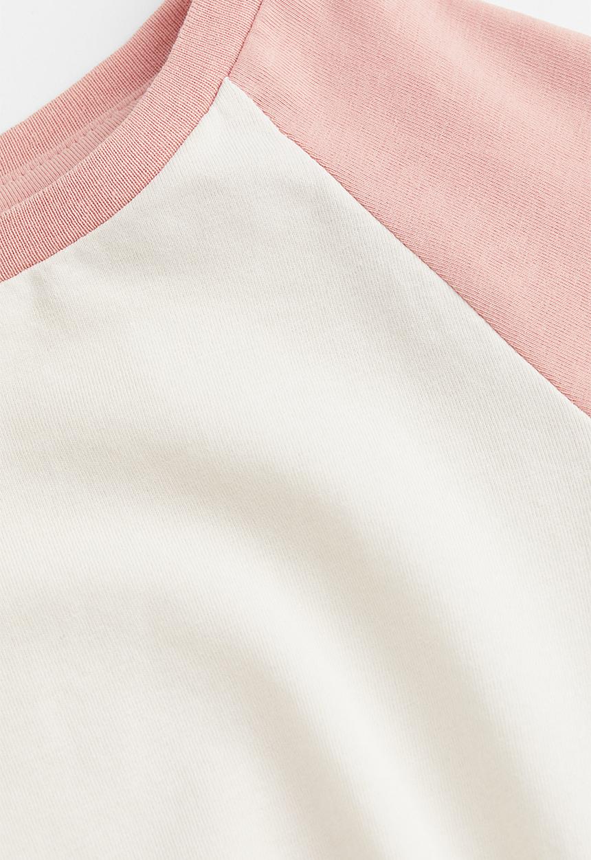 H&M - Cotton jersey top - light pink/block-coloured