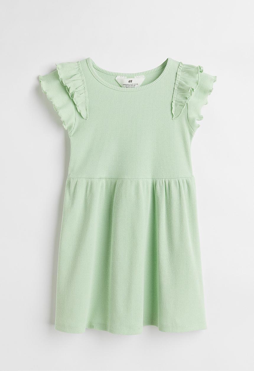 H&M - Flutter-sleeved cotton dress - green