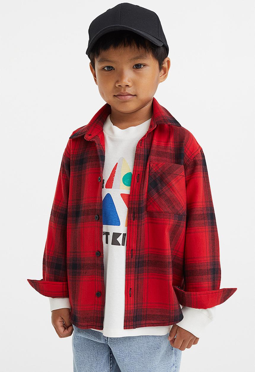 H&M - Cotton flannel shirt - multi,red
