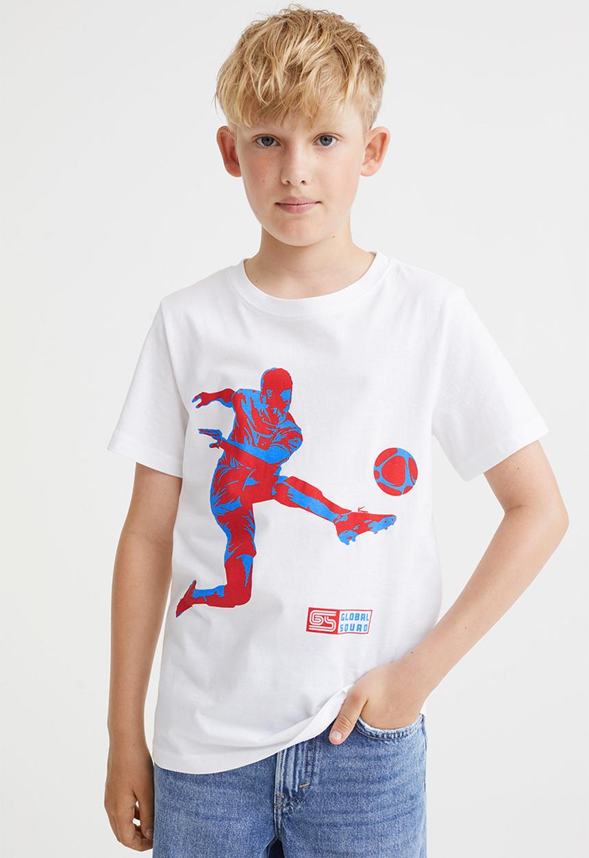 H&M - Cotton T-shirt - white/footballer