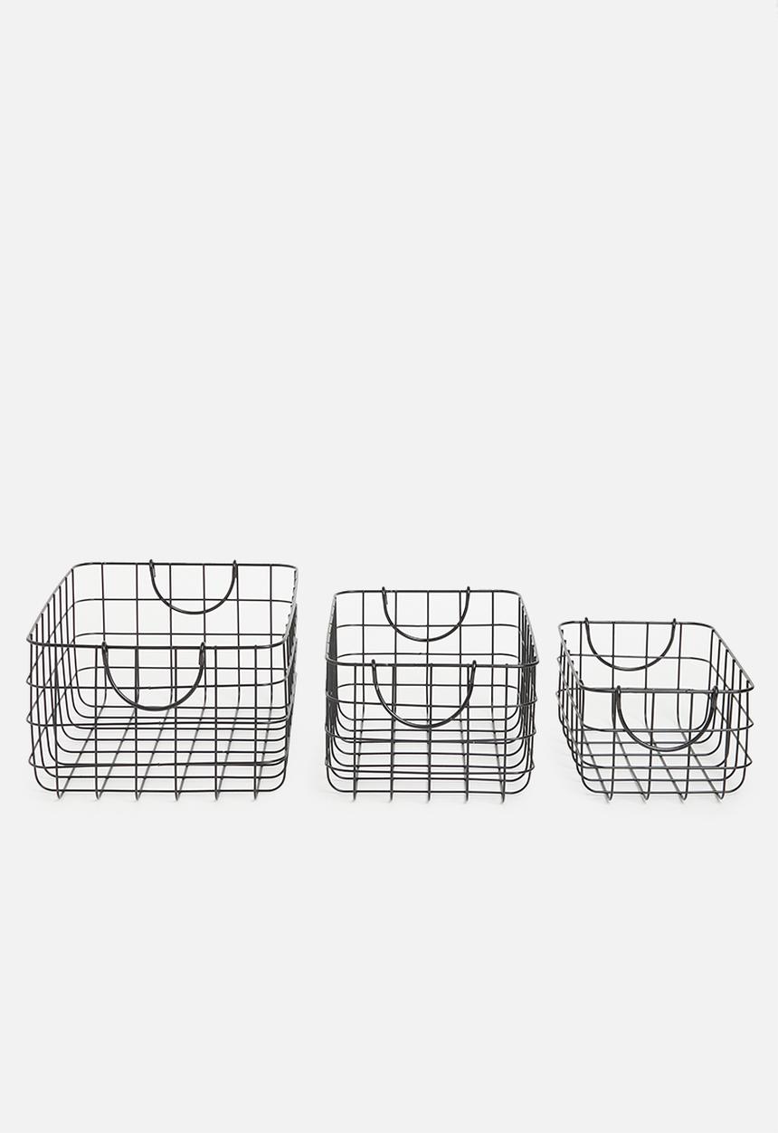Excellent Houseware - Metal basket set of 3-black