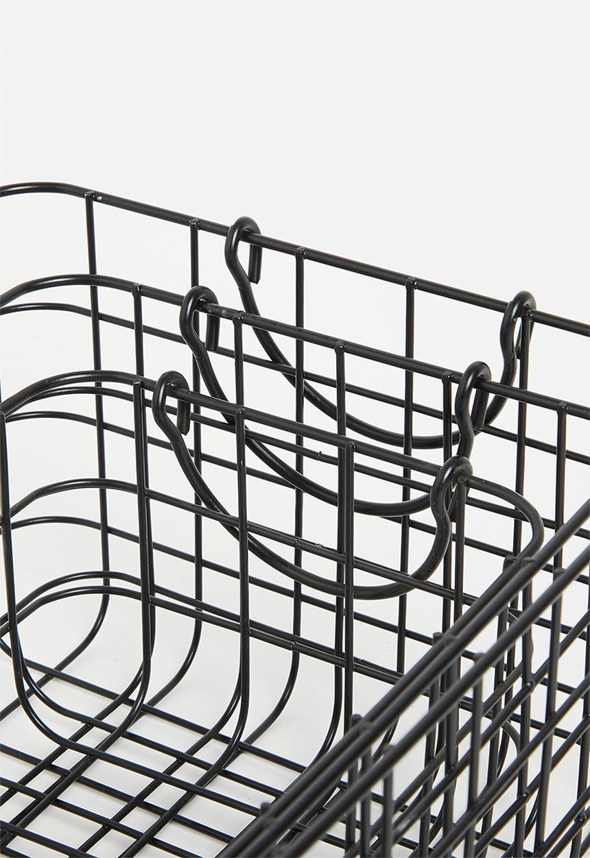 Excellent Houseware - Metal basket set of 3-black