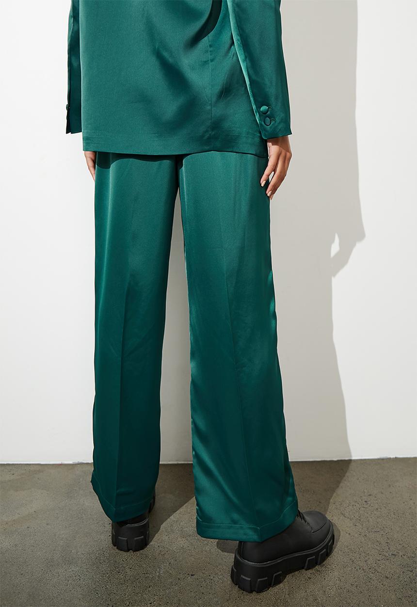Superbalist - Co-ord satin wide leg - emerald green