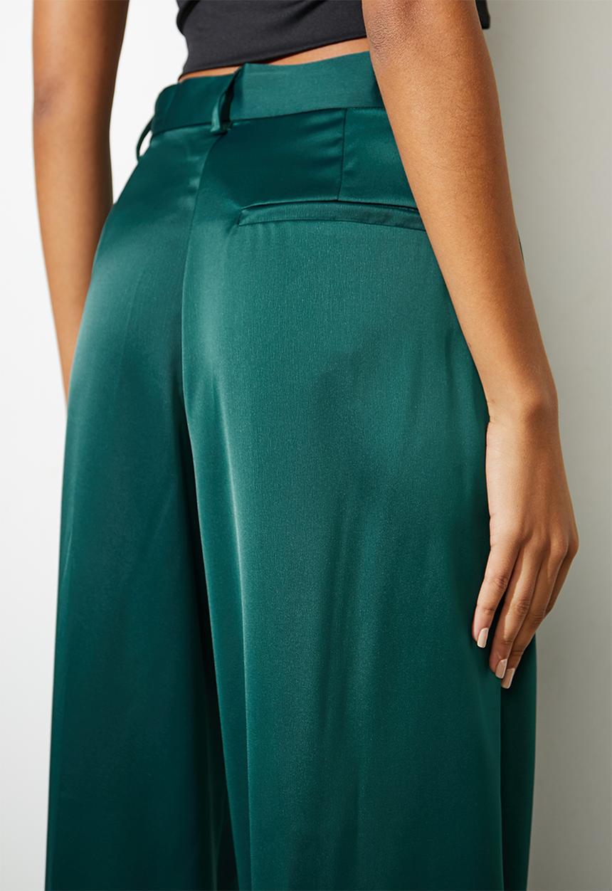 Superbalist - Co-ord satin wide leg - emerald green