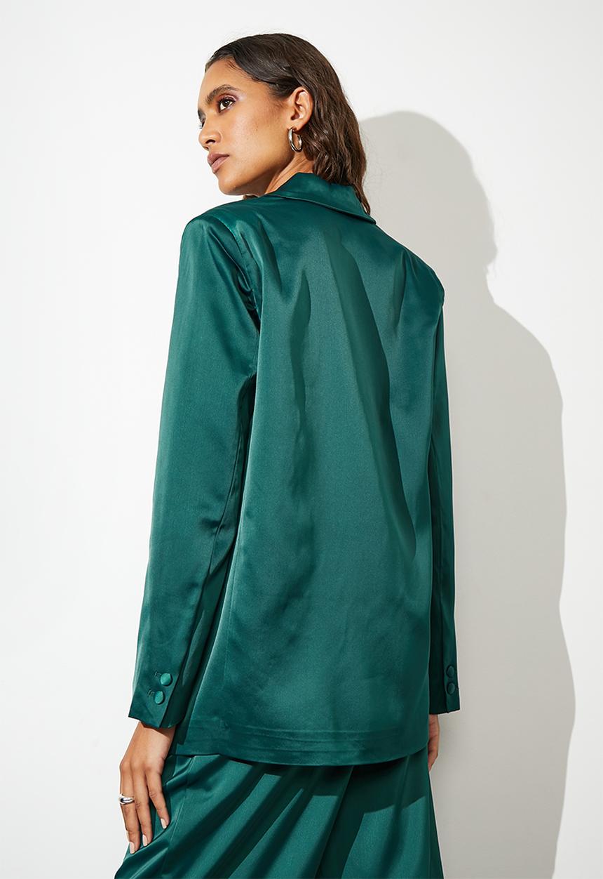 Superbalist - Co-ord satin blazer - emerald