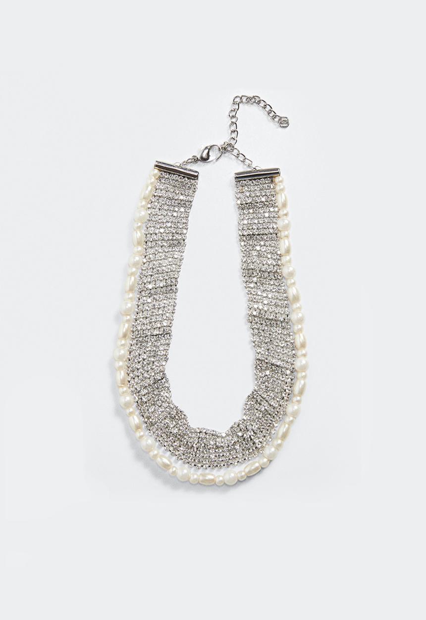 MANGO - Pearls choker - gold