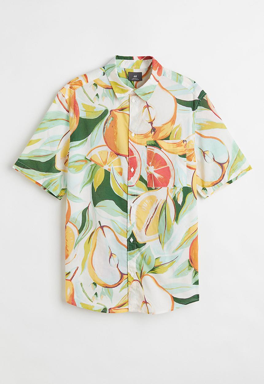 H&M - Cotton shirt regular fit - light green/fruit