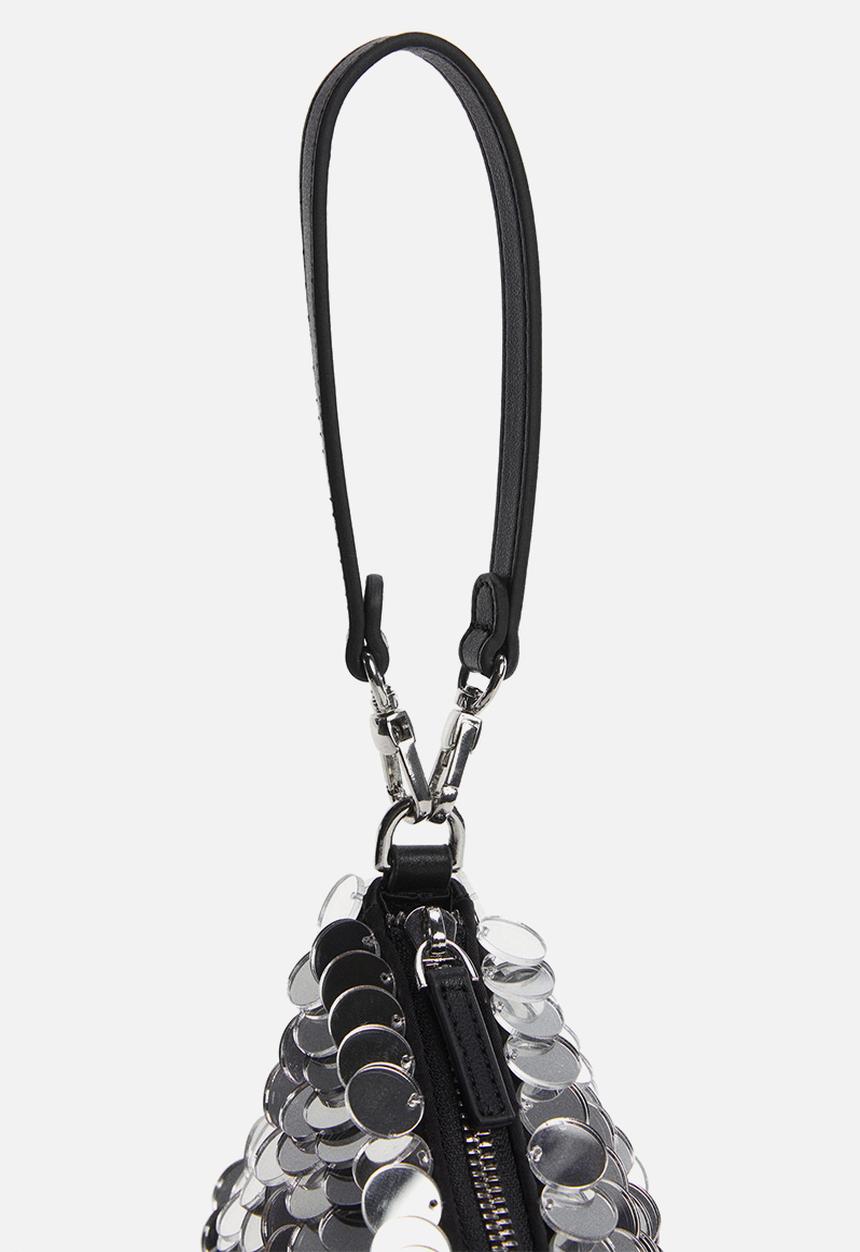 MANGO - Short handle sequins bag - black