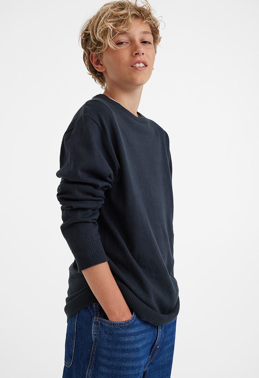 H&M - Fine-knit cotton jumper - navy blue