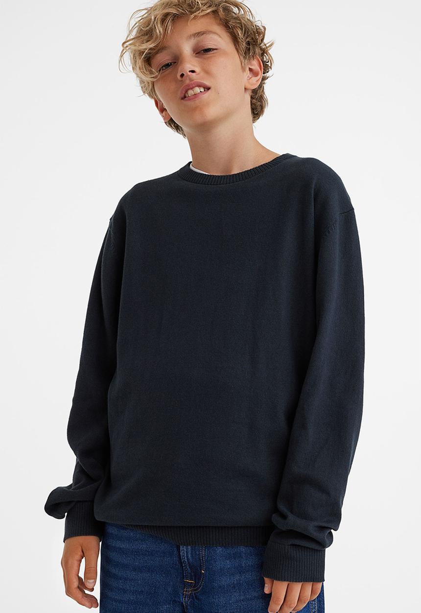 H&M - Fine-knit cotton jumper - navy blue