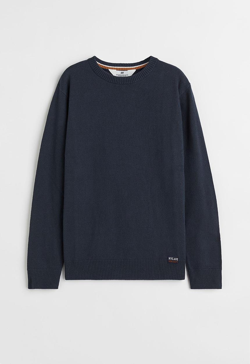 H&M - Fine-knit cotton jumper - navy blue
