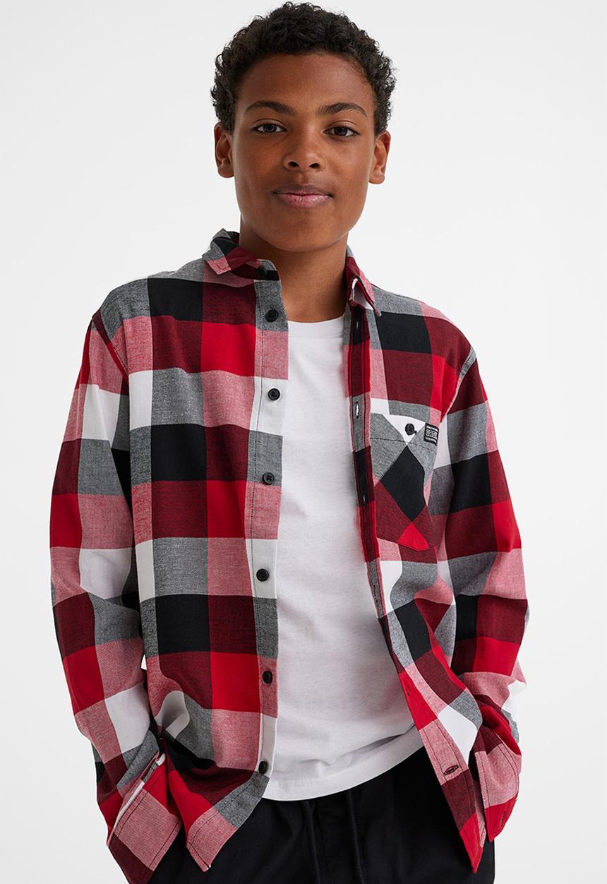 H&M - Cotton flannel shirt - red/checked