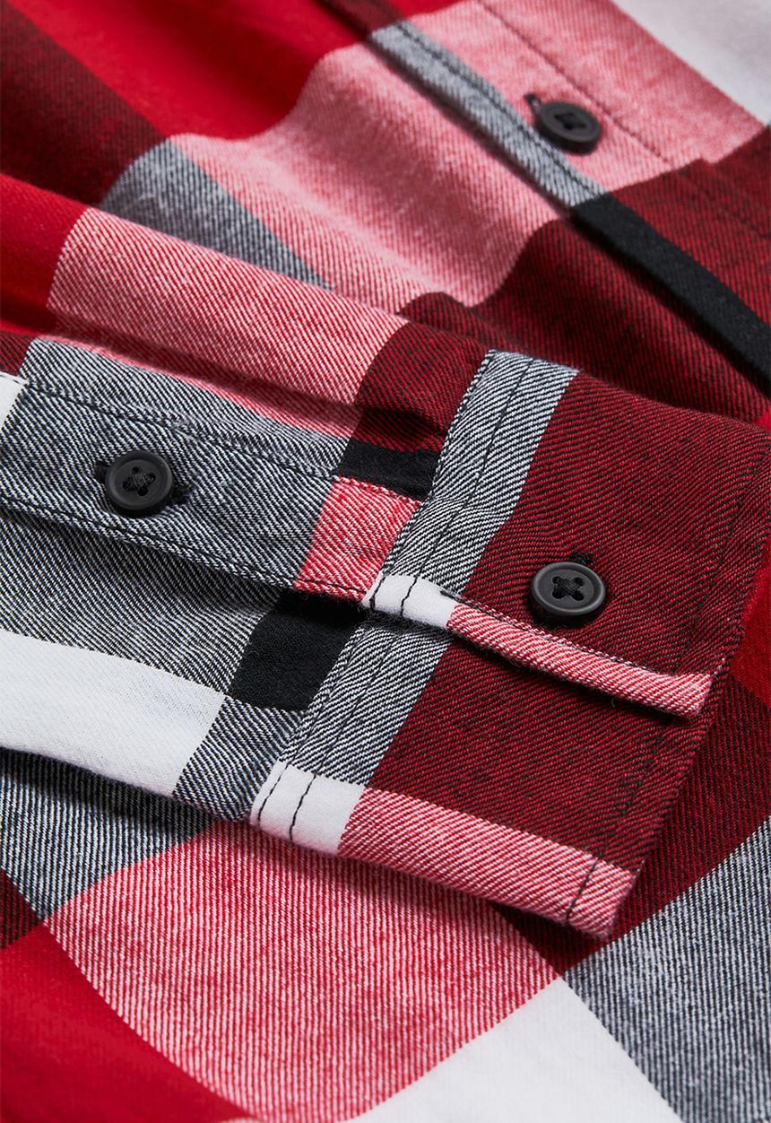 H&M - Cotton flannel shirt - red/checked