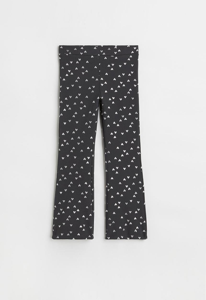 H&M - Flared leggings - black/hearts