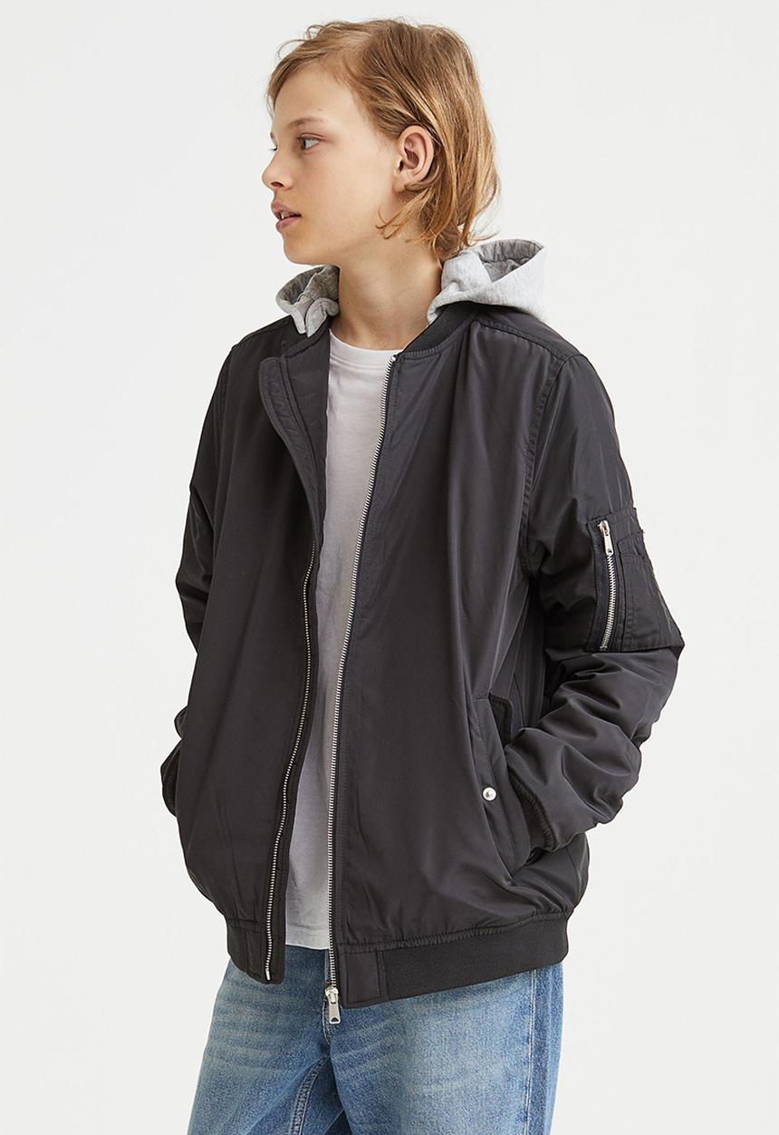 H&M - Hooded bomber jacket - black