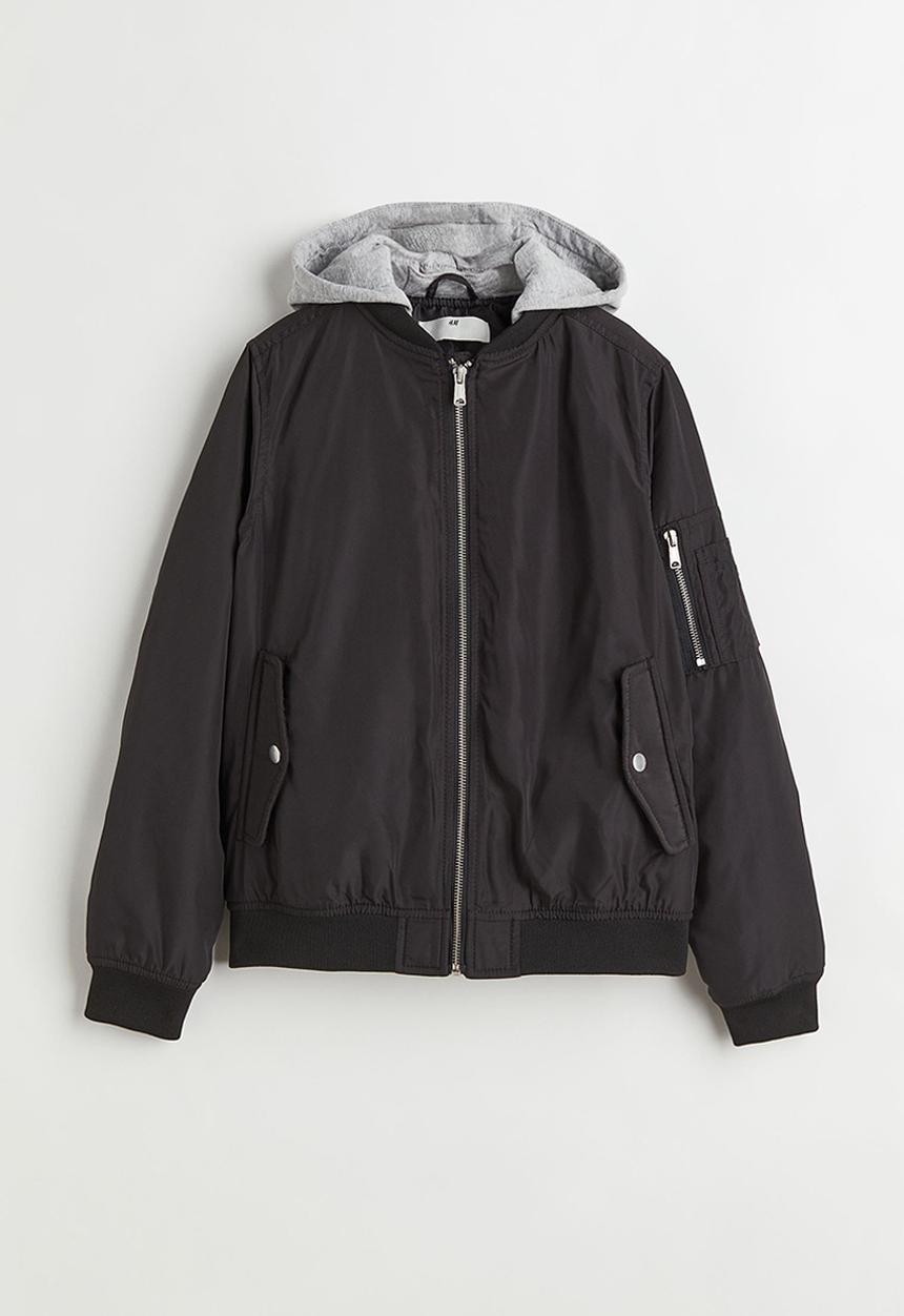 H&M - Hooded bomber jacket - black