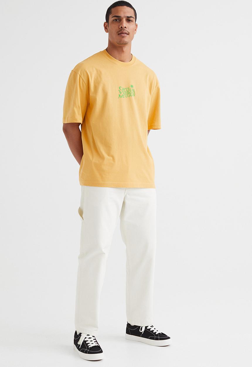 H&M - Relaxed fit cotton T-shirt - yellow/optic vision