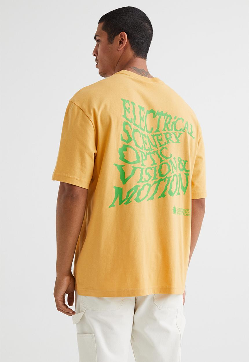 H&M - Relaxed fit cotton T-shirt - yellow/optic vision