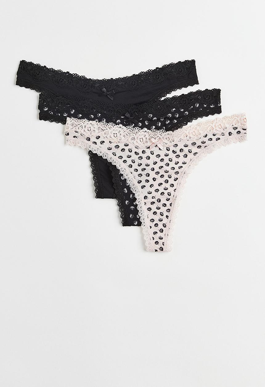 H&M - 3-pack jersey thong briefs - black1
