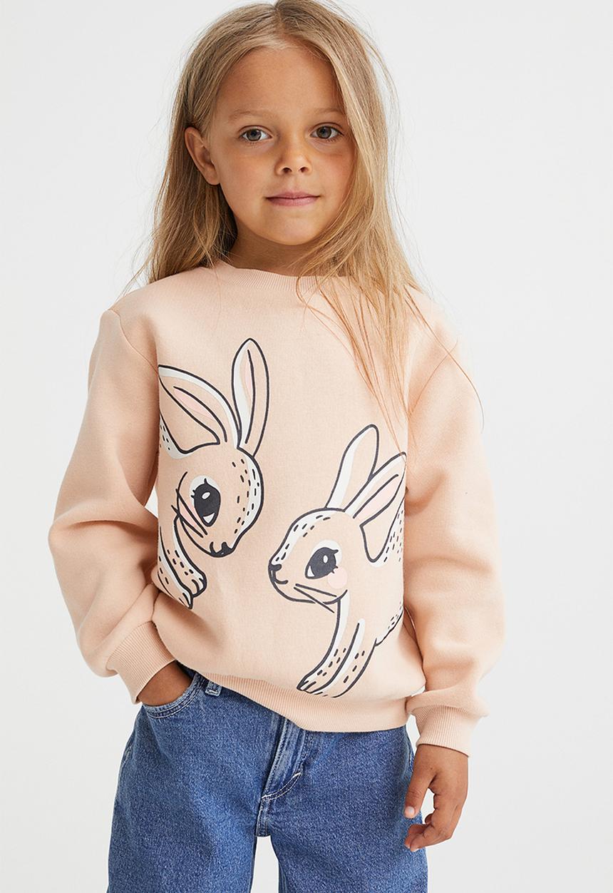 H&M - Printed sweatshirt - light beige/bunnies