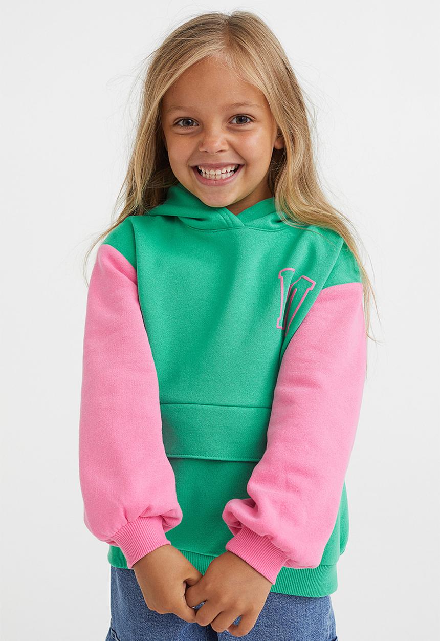 H&M - Printed hoodie - green/block-coloured