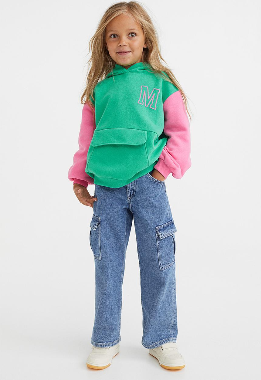 H&M - Printed hoodie - green/block-coloured