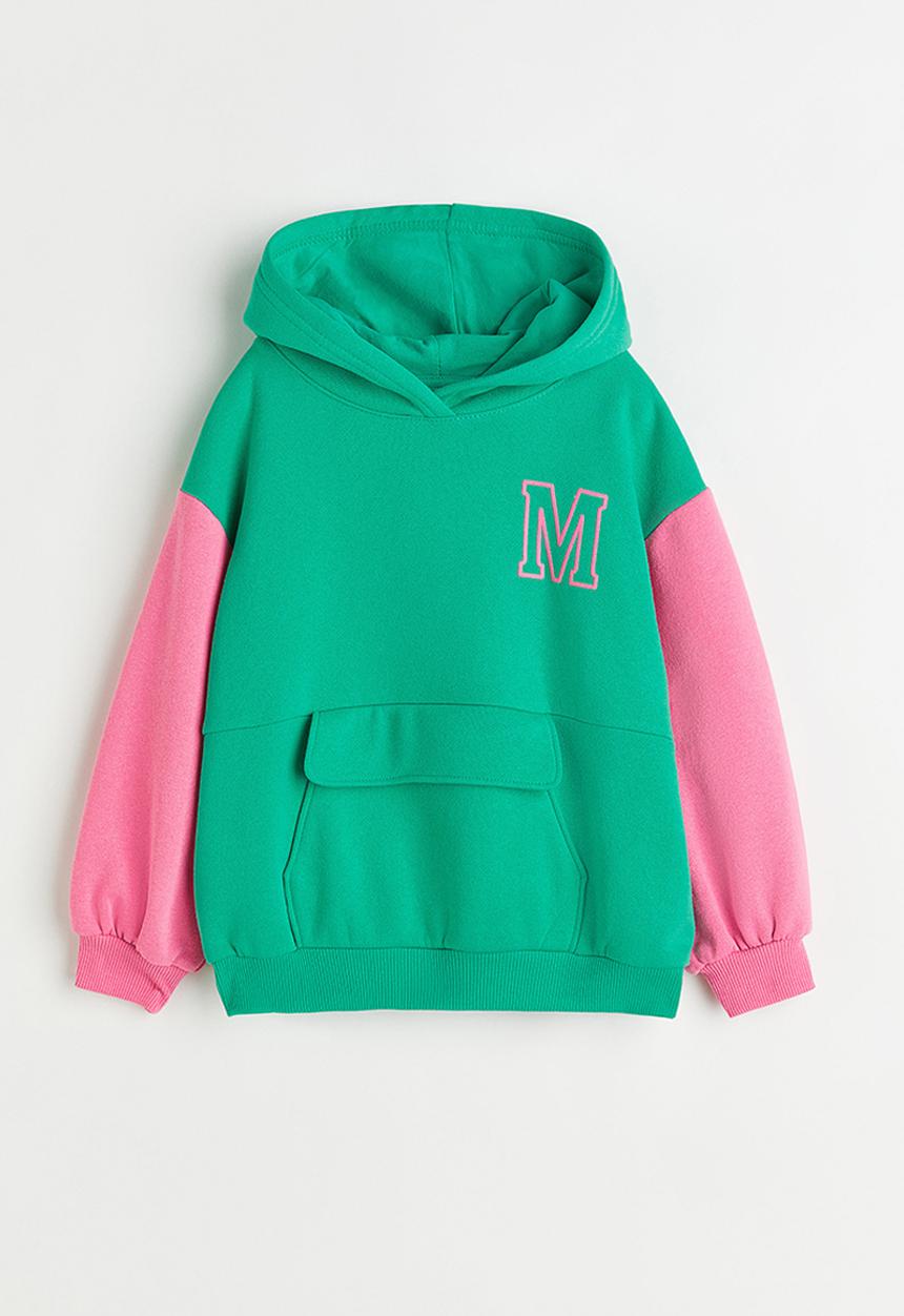 H&M - Printed hoodie - green/block-coloured