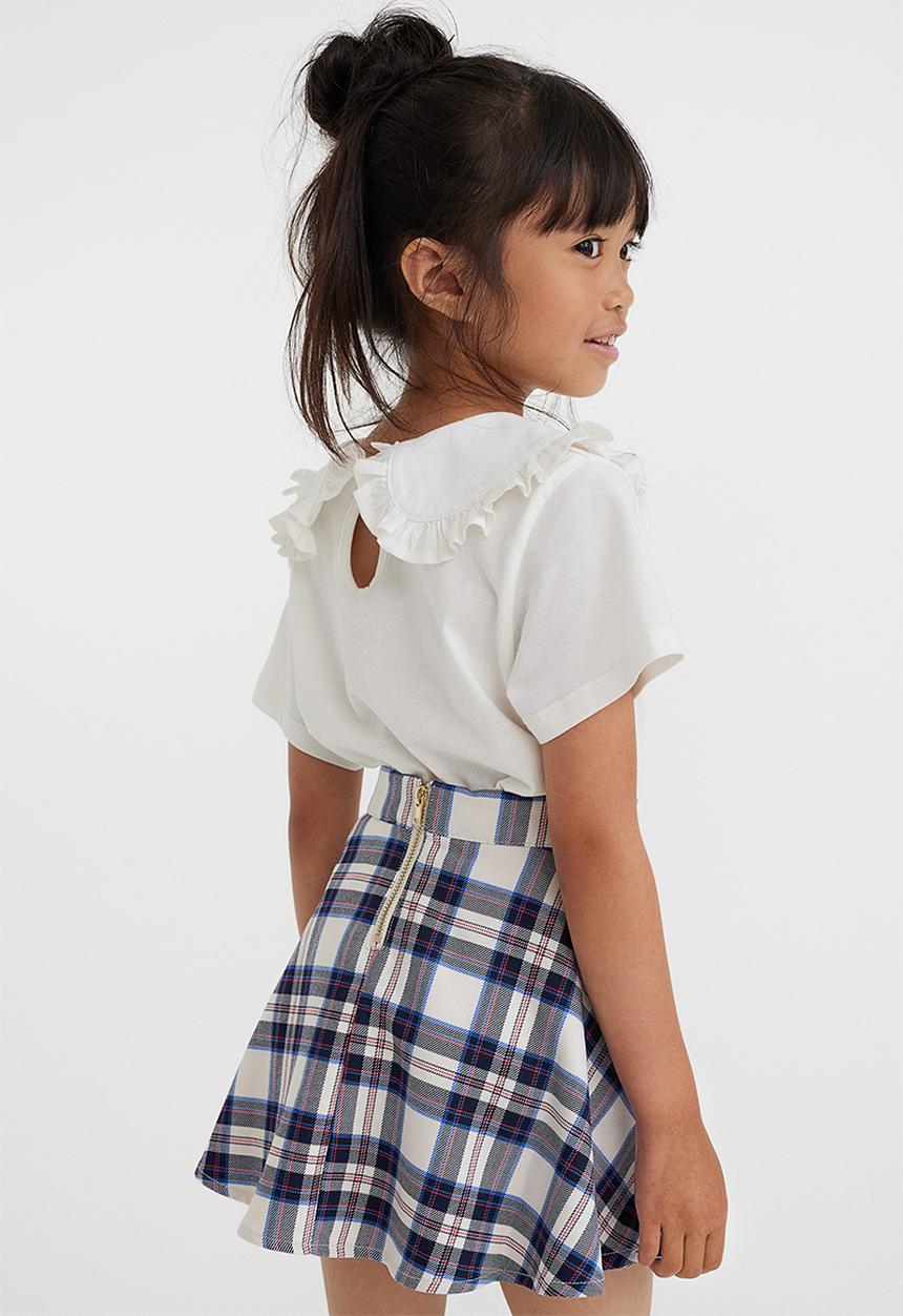 H&M - Twill skirt - cream/checked