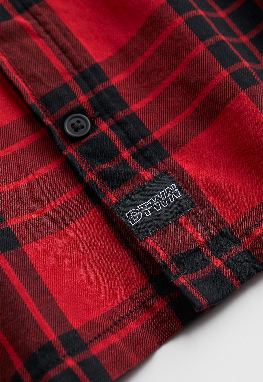H&M - Oversized hooded flannel shirt - red/checked