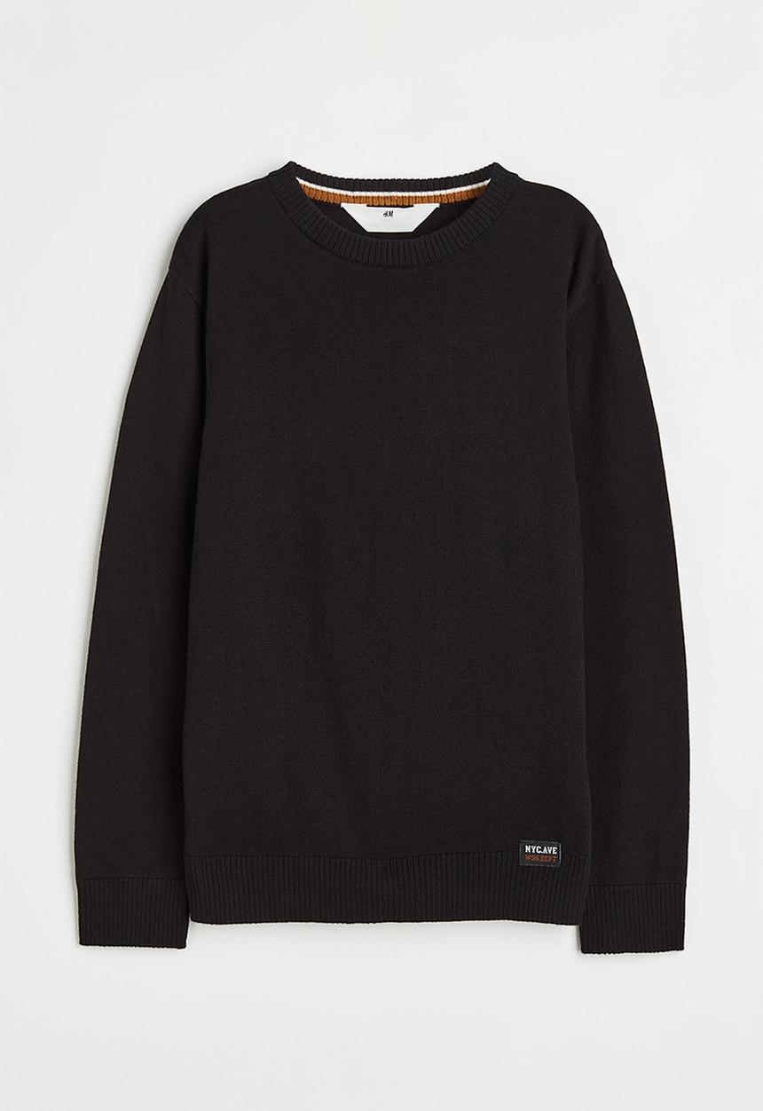 H&M - Fine-knit cotton jumper - black