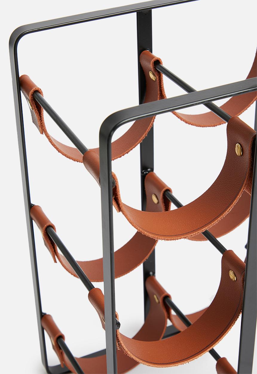 Excellent Houseware - Strap wine rack - black