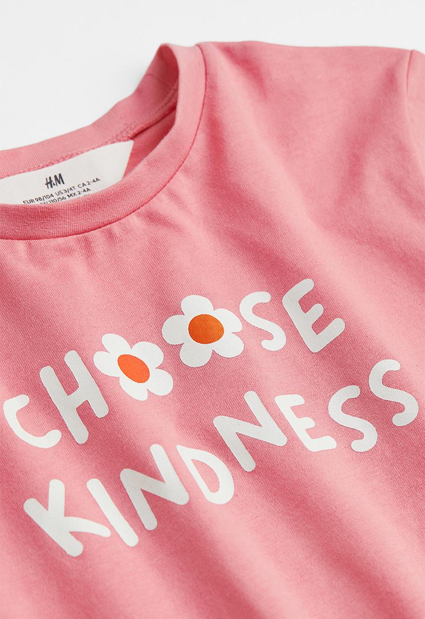 H&M - Printed T-shirt - old rose/choose kindness
