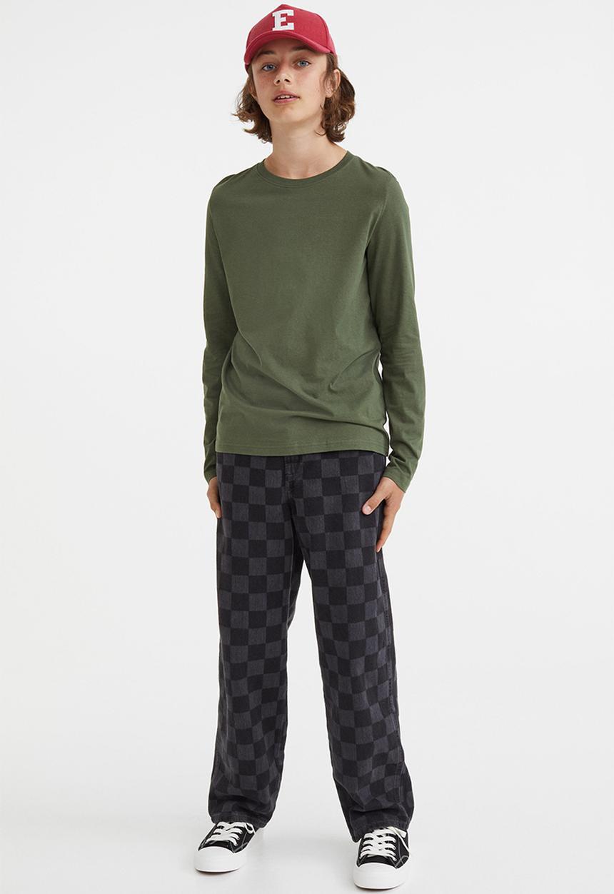 H&M - 2 Pack cotton tops - khaki green & grey