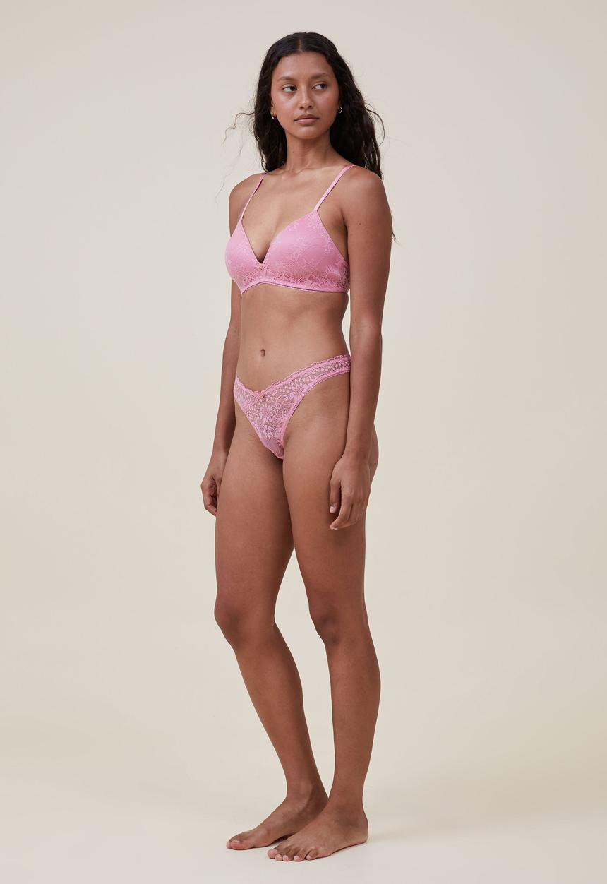 Cotton On - Cassie lace wirefree bra - sea pink