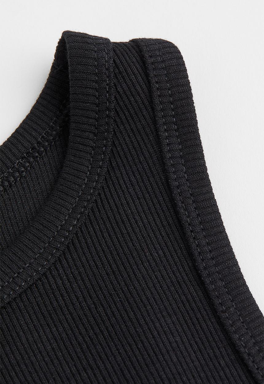 H&M - Ribbed cotton vest top - black