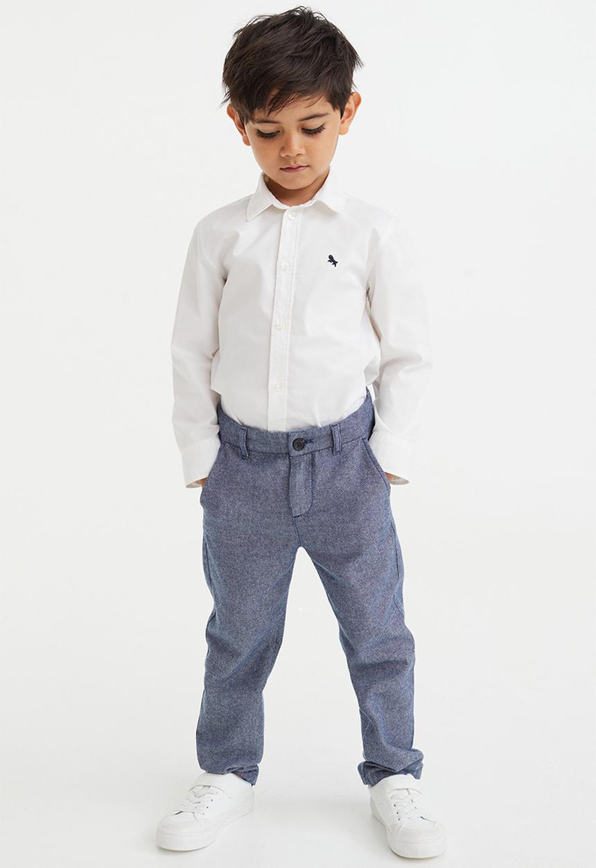 H&M - Straight fit cotton chinos - dark blue marl